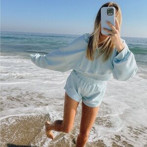 Light Blue Hoodie and Shorts Set